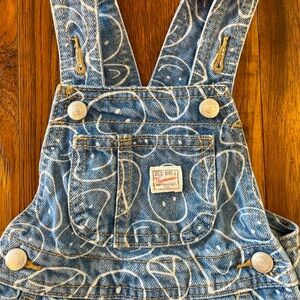 Loose Printed Jean Shortalls for Baby, Size 6-12 Months